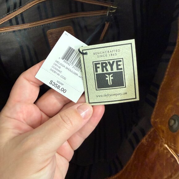 Frye Melissa Leather Tote Bag - Cognac NEW WITH TAGS - Picture 7 of 9